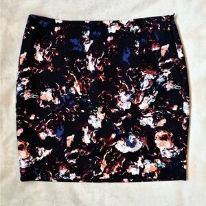 RW&CO. Black Mini Skirt with Floral Print